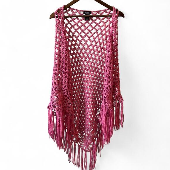 Y2k guess pink crocheted shawl - Picture 1 of 5
